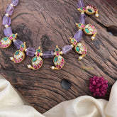 Purple Bead Jadau Kundan Maanga Neckpiece-J2493